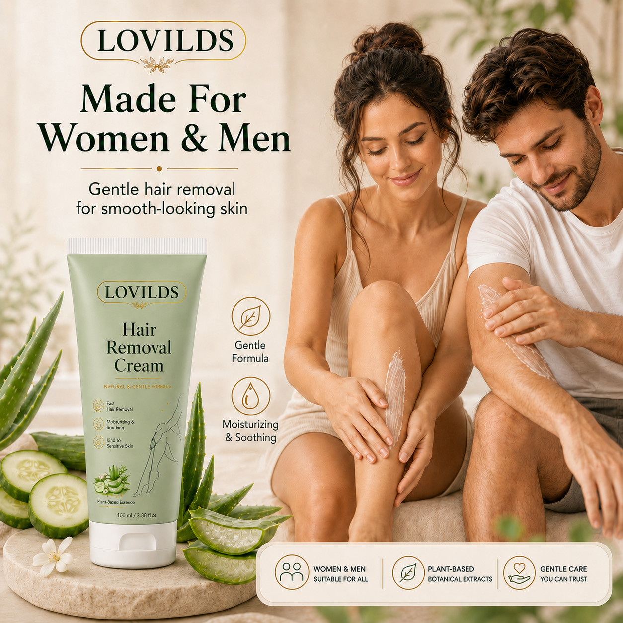 Lumivona | LOVILDS Painless Depilatory Cream – No Razor Bumps, No Harsh Odor