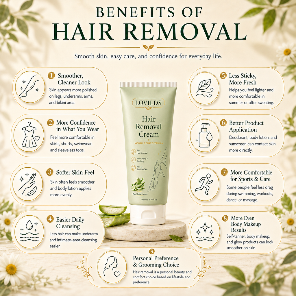 Lumivona | LOVILDS Painless Depilatory Cream – No Razor Bumps, No Harsh Odor