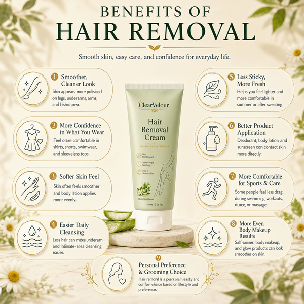 Clear Velour  Painless Depilatory Cream – No Razor Bumps, No Harsh Odor