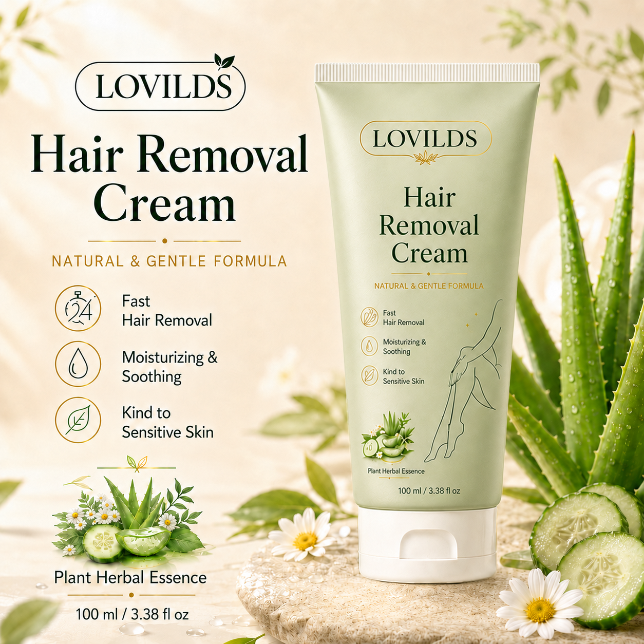 Lumivona | LOVILDS Painless Depilatory Cream – No Razor Bumps, No Harsh Odor