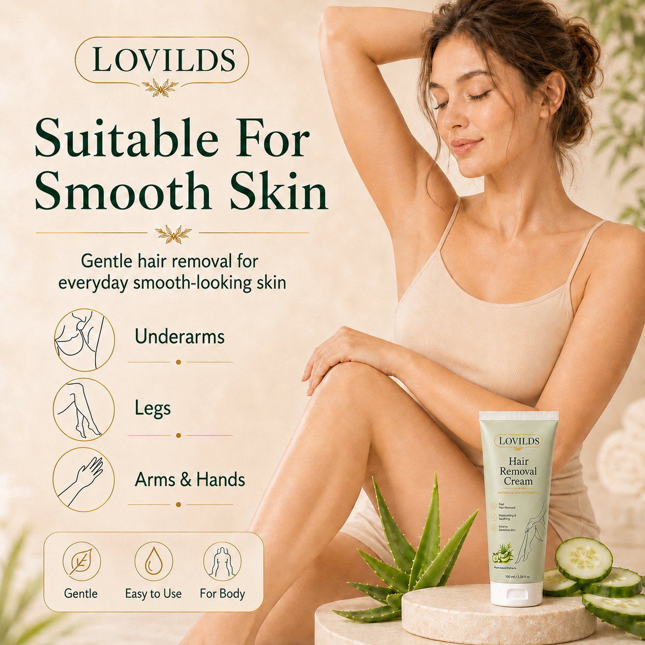 Lumivona | LOVILDS Painless Depilatory Cream – No Razor Bumps, No Harsh Odor